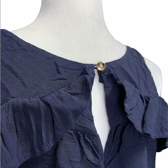 𝅺anthropologie Maeve Breary Cold Shoulder Ruffle Blouse - Picture 5 of 11